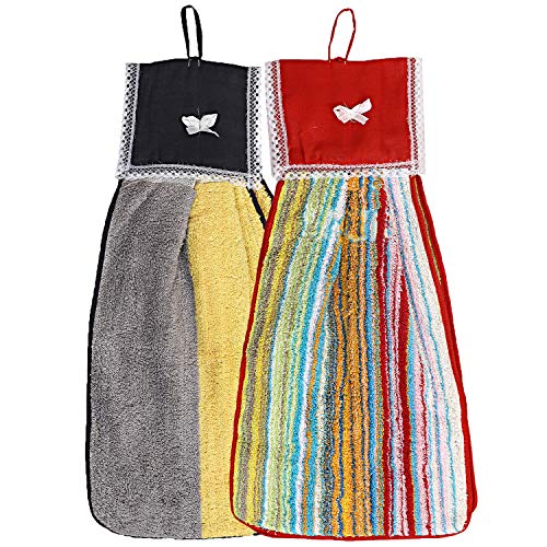 Heart Home Cotton 2 Pieces Washbasin Napkin Towel Set (Multi)- Cthh362