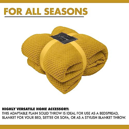 FAIRWAYUK Waffle Honeycomb Throw Fleece Blankets, 100% Polyester Warm Faux Fur Throws Over Sofa Bed Settee Soft Blanket, Extra Large (Ochre, Double Size 150x200cm) - Cosy Home Interiors FAIRWAYUK Waffle Honeycomb Throw Fleece Blankets, 100% Polyester Warm Faux Fur Throws Over Sofa Bed Settee Soft Blanket, Extra Large (Ochre, Double Size 150x200cm) - Image 5