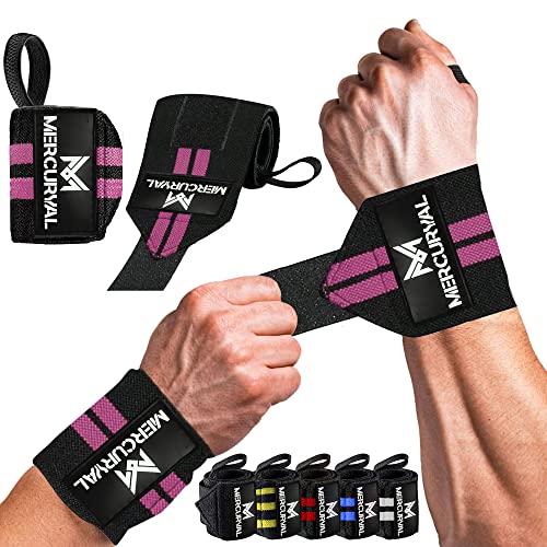 MERCURYAL 2 Muñequeras Gym - Muñequeras Crossfit - Accesorios Fitness - Muñequeras Deportivas Unisex (Negro/Rosa)