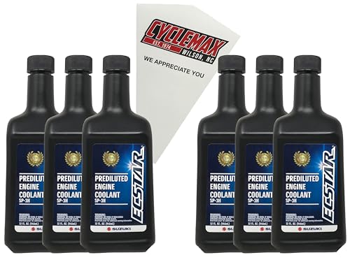 CYCLEMAX Six Pack Compatible with Suzuki Ecstar Prediluted Engine Coolant 990A0-02E10-01Q Contains Six Quarts and a Funnel