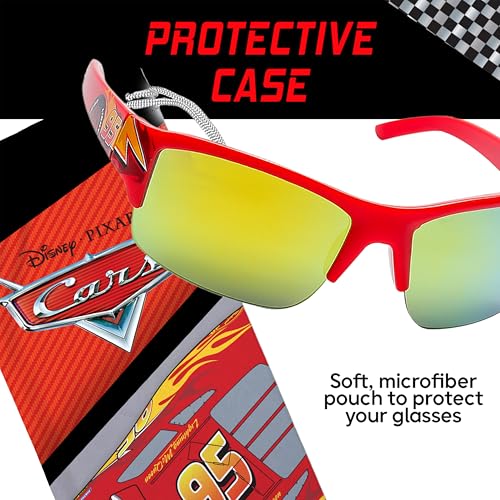 Sun-Staches Lightning McQueen Toddler Sunglasses - Stylish, Comfortable & Durable UV-Protective Lightning McQueen Cars Sunglasses With Soft Carrying Case - Official Cars Disney Pixar Accessories4