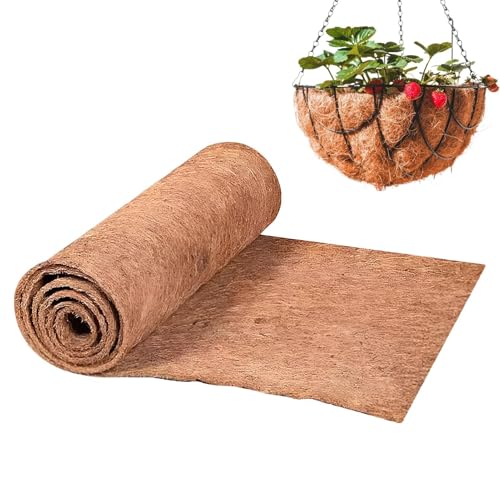 Generisch Plantillas para cesta de flores, estera de fibra de coco para el crecimiento de plantas, reutilizable, rollo de forro interior con drenaje para jardín, decoración de ventana, jardinera