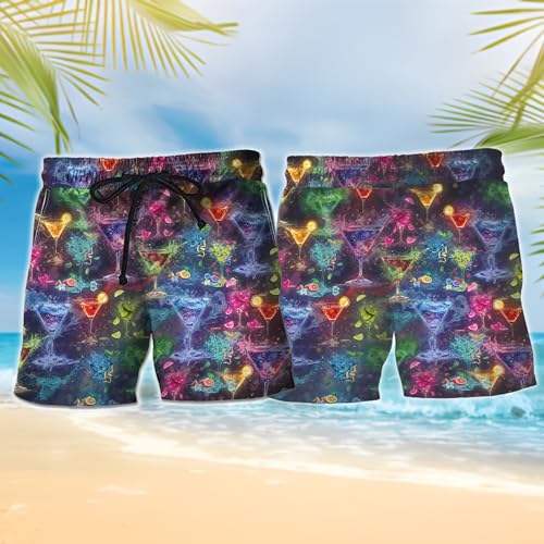 V-DECORPARKS Cocktail Mens Swim Trunks - Summer Drinks Swimming Trunk for Men - Beach Shorts, Mens Swim Shorts 542