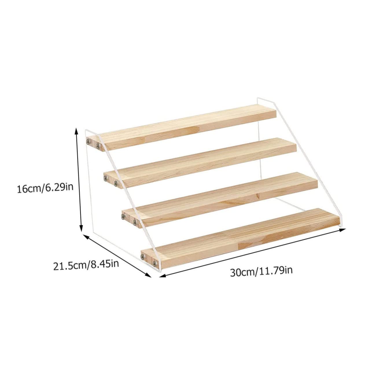 ERINGOGO 4 Tier Wooden Display Rack Multipurpose Storage Shelf Stepped Display Stand for Living Room Decor