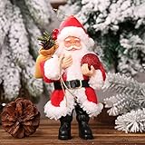 Gettimore Colgante de resina de Papá Noel con forma de muñeca de pie para árbol de Navidad, hogar, oficina, chimenea, decoración festiva con tela y resina, 20 x 12 cm