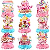9PCS CandyLand Party Decorations, Candy Land Table Centrepieces Candy Themed Honeycomb Decorations Colourful Lollipop Birthday Party Decorations For Sweet Shop Baby Shower Tabletop Decorations
