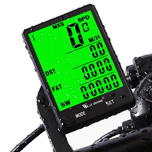 Cycle Computer, Bike Odometer Speedometer for Bicycle, Waterproof LCD Automatic Wake-up Backlight Motion Sensor for Biking Cycling Accessories