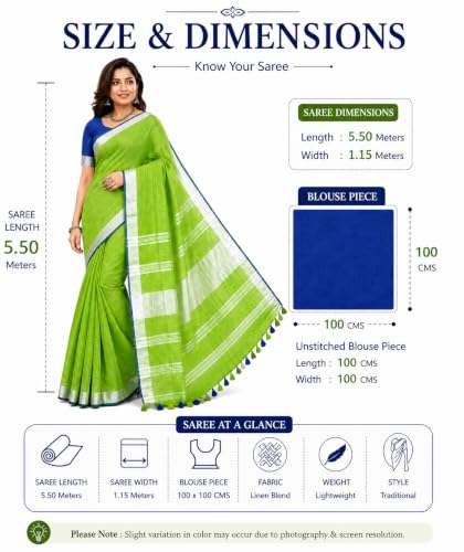 Image of HAIDER ALI AND SONS Grey Cotton Linen Saree for Women | Soft Linen Slub Blend Saree with Running Blouse Piece | Lightweight Handloom Style Saree | Office, Casual, Party & Festival Wear