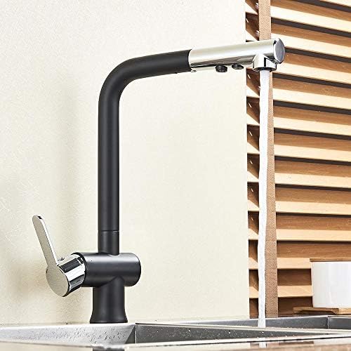Mitigeur de cuisine noir au design épuré et poignée chrome haut de gamme