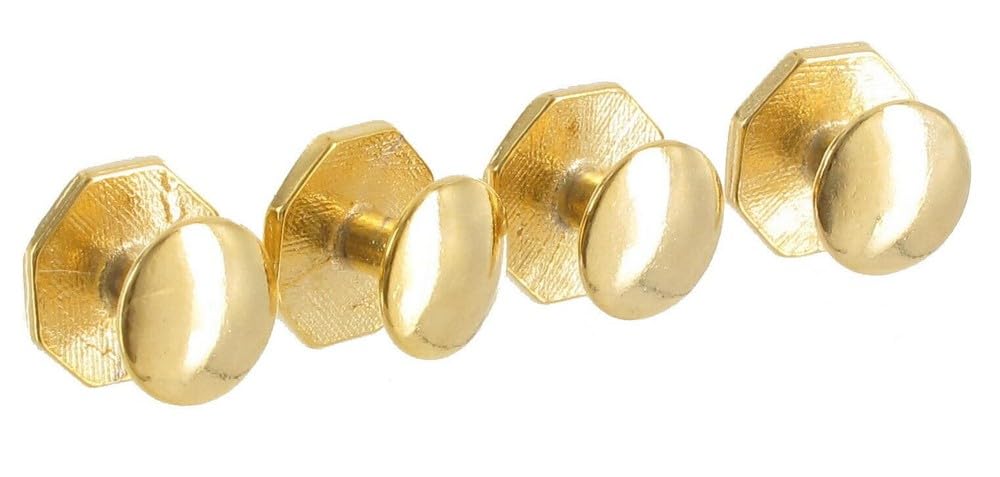 Set 4 Shirt Studs Octagon Etched Black Gold Tone Push Through Buttons Mens 9.5mm Fashion Studs Trendy Accessories Stylish Additions
