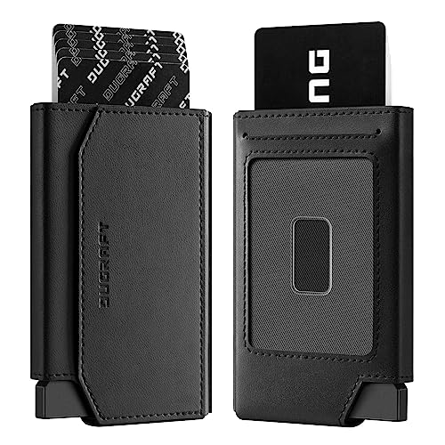 DUGRAFT Pop up Wallet with ID window Minimalist Cash Wallets RFID Blocking Slim Leather Smart Credit Card Holder for Men Women