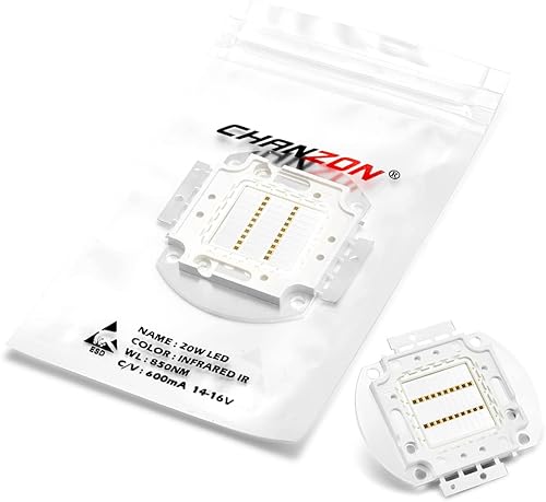 CHANZON Chip LED de alta potencia 20 W infrarrojo (IR 850 nmentrada 600 mA  CC 14 V - 16 V20 vatios) SMD COB luz emisor diodo componentes 20 W