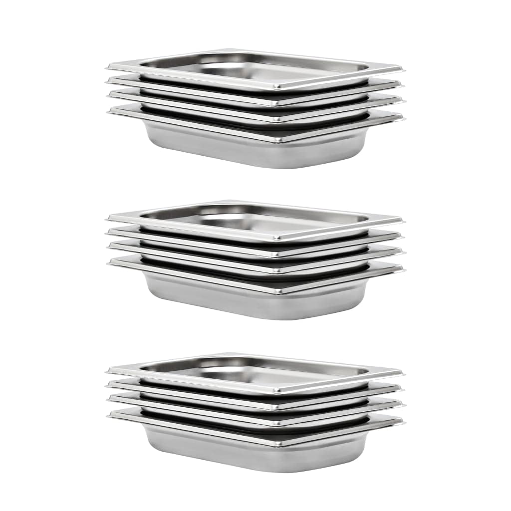 INLIFE Gastronorm - Contenedores (12 unidades, GN 1/4, 40 mm, acero inoxidable)