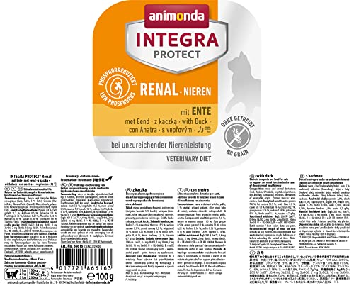 animonda INTEGRA PROTECT Katzenfutter nass Renal (Nieren) Ente (16 x 100g), vom Tierarzt empfohlen bei Niereninsuffizienz, mit Veterinären entwickeltes Diätalleinfutter für erwachsene Katzen