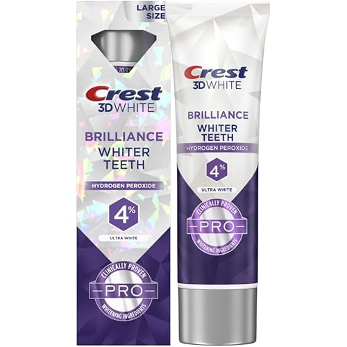Crest 3D White Brilliance Pro Ultra White Teeth Whitening Toothpaste, 3.8 oz, Anticavity Fluoride Toothpaste, 4% Hydrogen Peroxide, Active Whitening Protection
