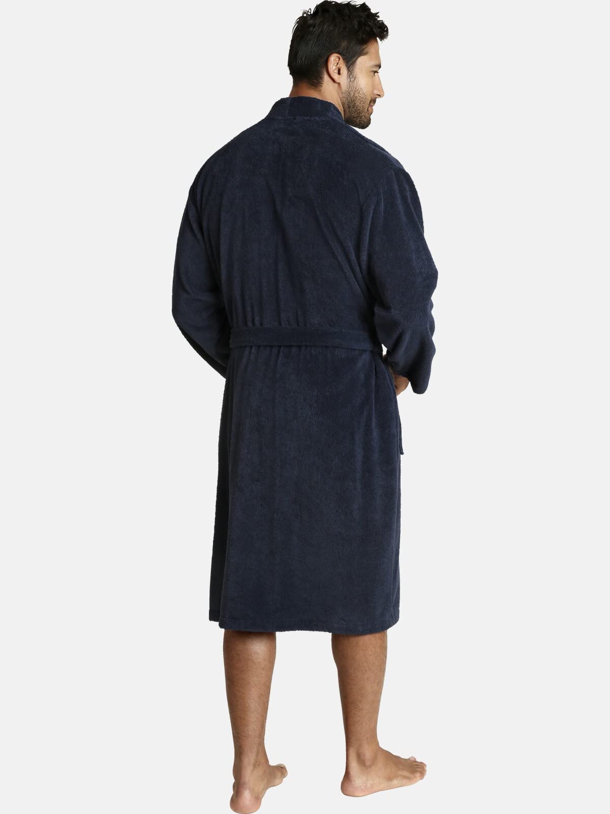 Jan Vanderstorm Herren Bademantel Janning | aus 100% Baumwolle Frottee ohne Kapuze – mit Bindegürtel, aufgesetzten Taschen, weich & saugfähig, große Größen M–7XL