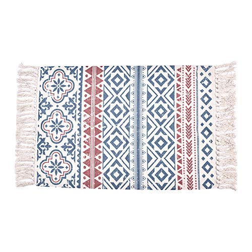 EAZHOP Baumwolle und Leinen böhmischer Teppich mit Quasten Kleiner...