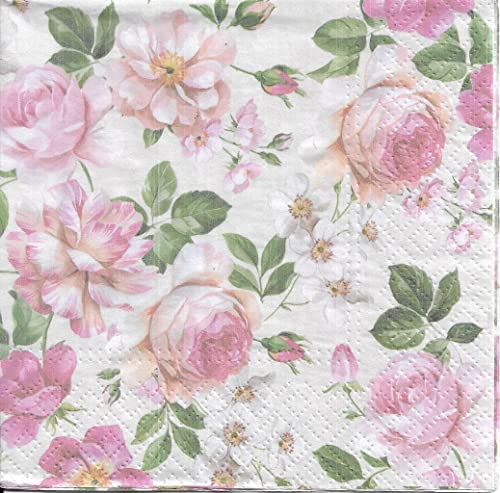 Roses Glory Cream Flower Napkin Spring Themed Napkins 20 Count 13 in