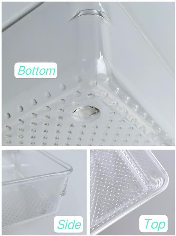 Miniatura 6 de NEETBU Paquete de 3 organizadores de cajones de plástico transparente para cubiertos y utensilios, cosméticos, herramientas de maquillaje, joyas,