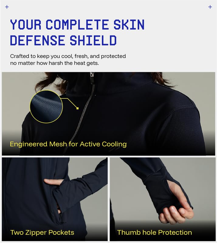 Image of Womens Sunscreen Jacket ICE Pro - UPF 50+ Cooling Jacket for Men & Women|Cool Rush Pro Tech,UV Protection,Breathable,Sweat-Wicking, Anti-Microbial, Lightweight Sun Hoodie for Outdoor Sports & Travel
