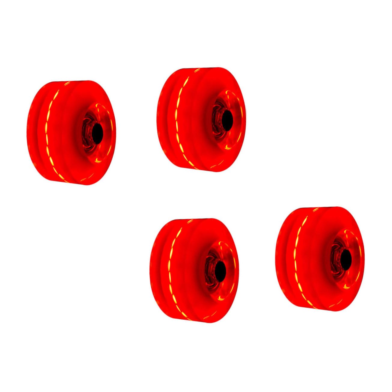 Ruote Pattini per Roller Skate 4 Pezzi in Pu Rosse, Luci Flash | Pattini a Doppia , Pratica Quotidiana e Uso Indoor, Set Accessori LED Riduzione Attrito
