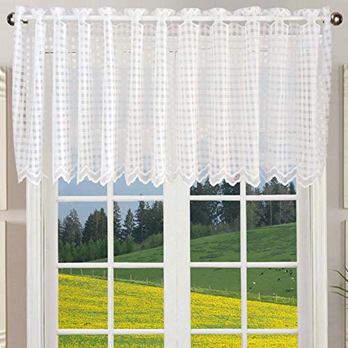 ZHH - Cortina de encaje para ventana, cuadrada, cuadrada, color blanco, 17 x 60 pulgadas