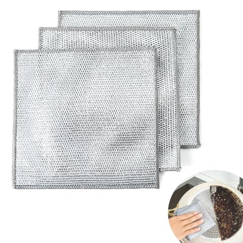 3PCS Smart Scrubs - Non-scratch Scouring & Miracle Wire Cleaning Cloth, 20x20cm - Multi-purpose for Kitchen, Dish, Sink, Stove Top