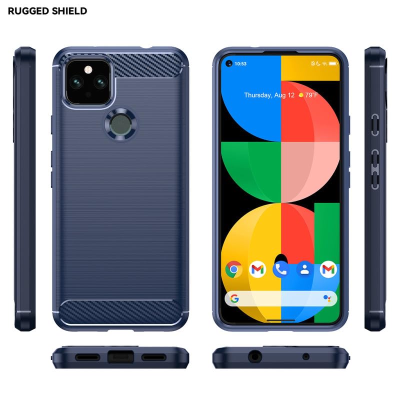 Image of Hybrid Carbon Fiber Back Case for Google Pixel 5 (Blue)