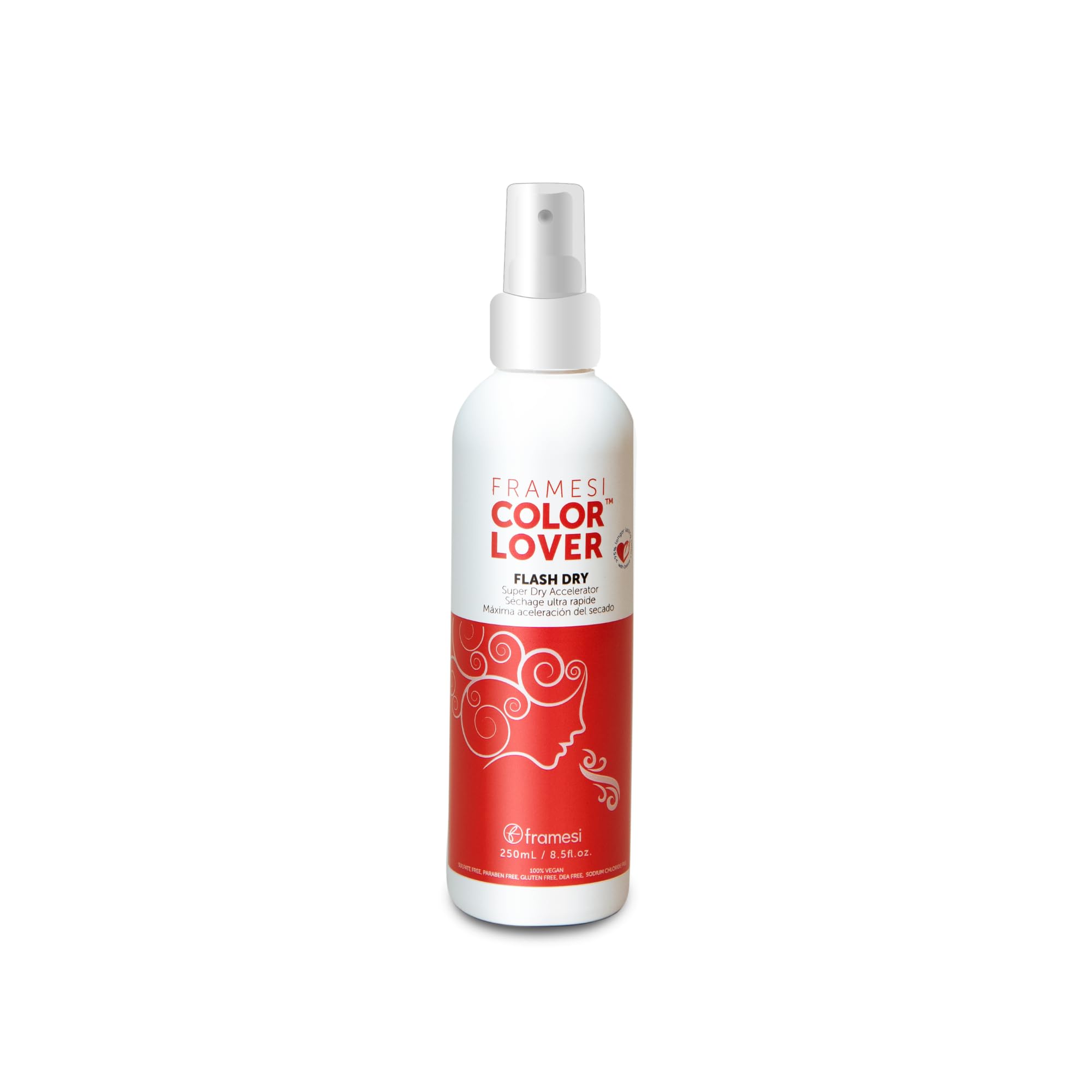 FRAMESI Color Lover Flash Dry Spray, 8.5 fl oz, Heat Protectant Spray for Hair, Blow Dry Accelerator, Quick Dry, Color Treated Hair