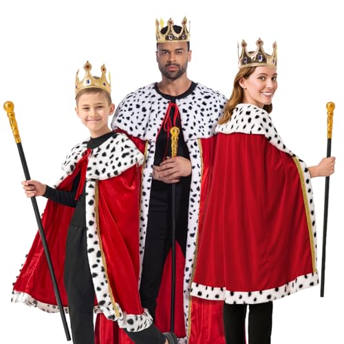 Disfraz de rey para niños con capa roja y corona miniatura 6