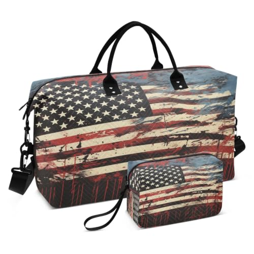 Sac de natation de sport abstrait drapeau américain avec pochette maquillage