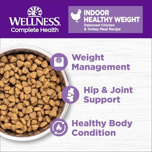 Image of Wellness Complete Health Adult Dry Cat Food for Indoor Cats, Natural, Grain Free Kibble, Healthy Weight Chicken & Turkey Meal, 11.5 lb Bag