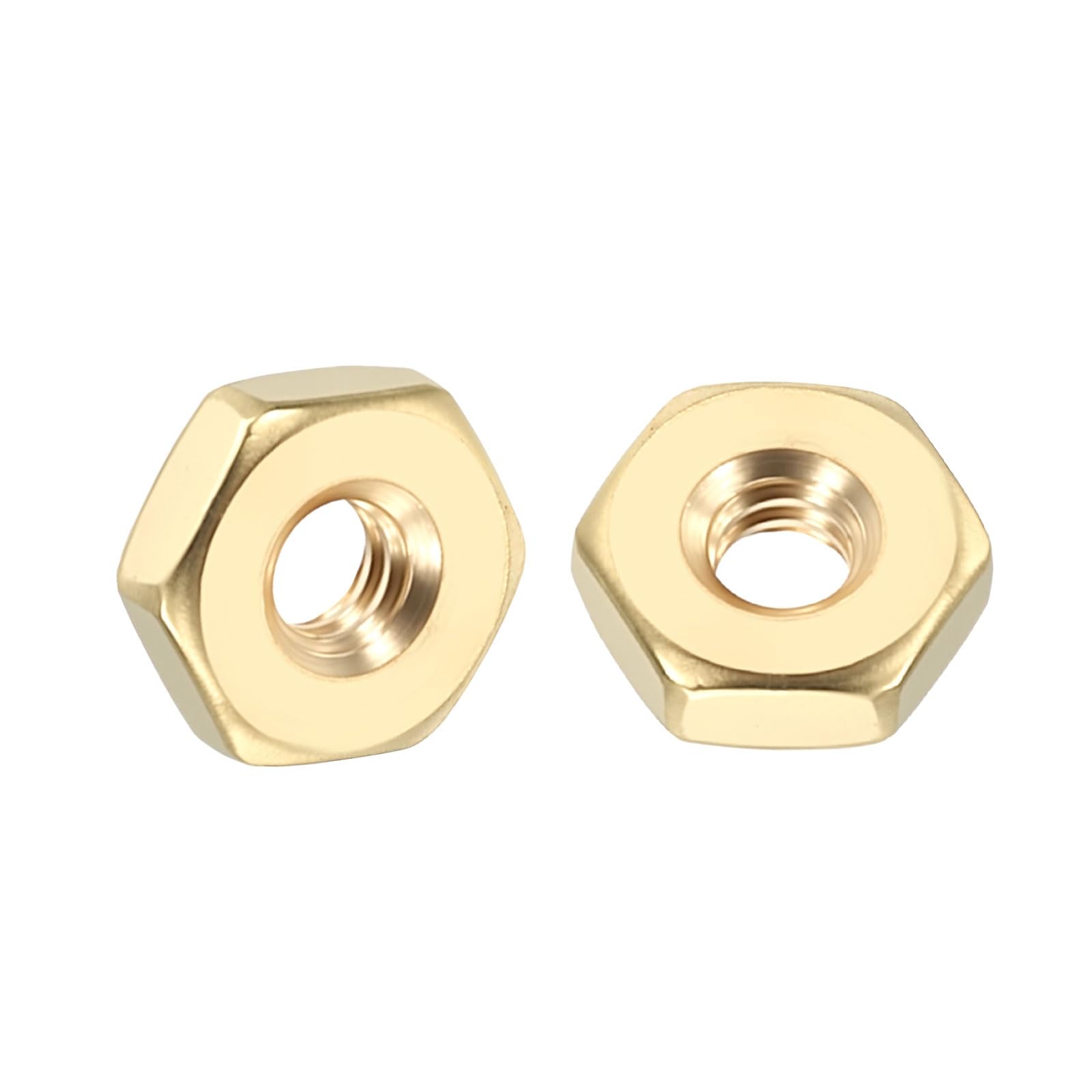 Kozelo 100pcs Hex Nuts - [#6-32] Brass Hardware Nuts, Yellow
