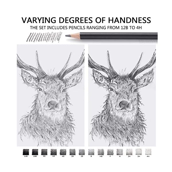 MARKART Professional Drawing Sketching Pencil Set - 14 Pieces,Graphite,(12B - 4H), Ideal for Drawing Art, Sketching, Shading, Artist Pencils for Beginners & Pro Artists - Image 6