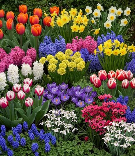 BALDUR Garten 140 Blumenzwiebeln Spar-Paket, 140 Zwiebeln im Mix mit Tulpen, Narzissen Hyazinthen, Schneeglöckchen, Zierlauch und mehr, Bunte Mischung, winterhart, blühend