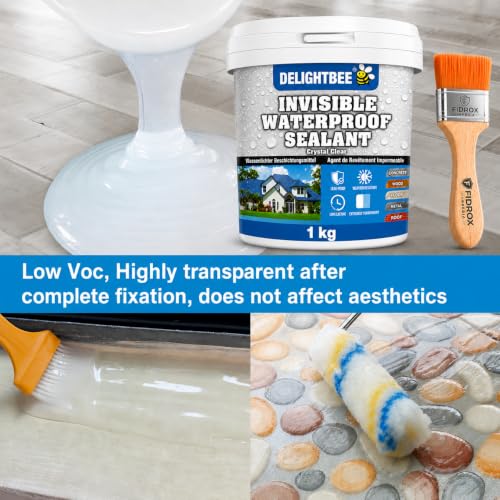 Image of 1Kg Waterproof Glue for Leakage Strong & Transparent Water Proof Glue Plus Brush Epoxy Resin for Water Proofing for Indoor & Outdoor Crack Seal Agent Roof Water Leakage Adhesive Sealant