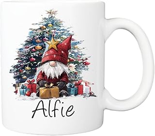 Personalised Christmas gonk gnome hot Chocolate Mug, Christmas Movie Cup, Secret Santa, Stocking Filler, Gonk Lover Gifts, for Christmas, Birthday, Xmas eve Box (Santa Gonk & Christmas Tree Mug)