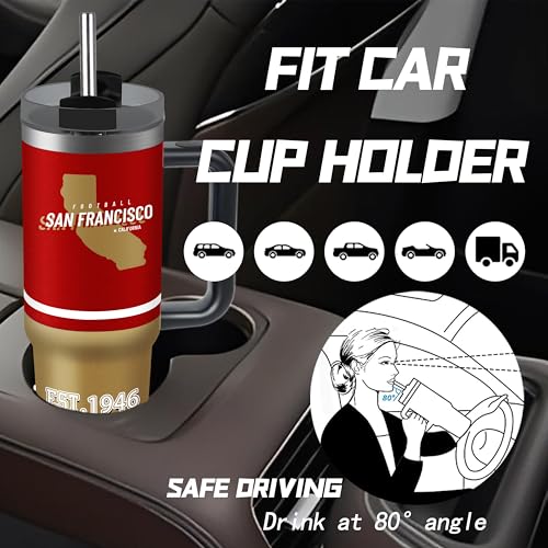 Image of Tumbler 30oz Straight Skinny Portable Handle Car Cups With Anti slip Sleeve Straw Dust Cover, Sports Travel, Stainless Steel Insulated Gifts for Men Women Fans