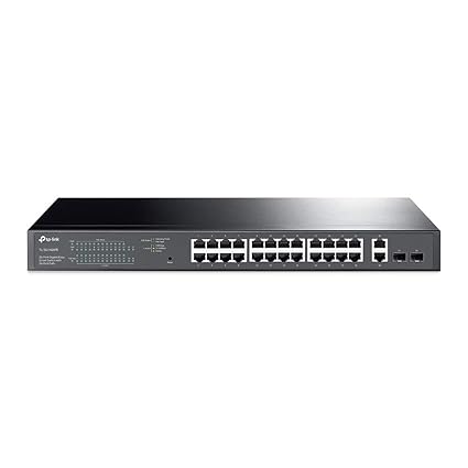 TP-Link 28-Port Gigabit PoE Easy Smart Switch (TL-SG1428PE) - 24 x PoE+ @250W, 2 x SFP, Rackmount, Limited Lifetime Protection,Works w/ Omada EAPs