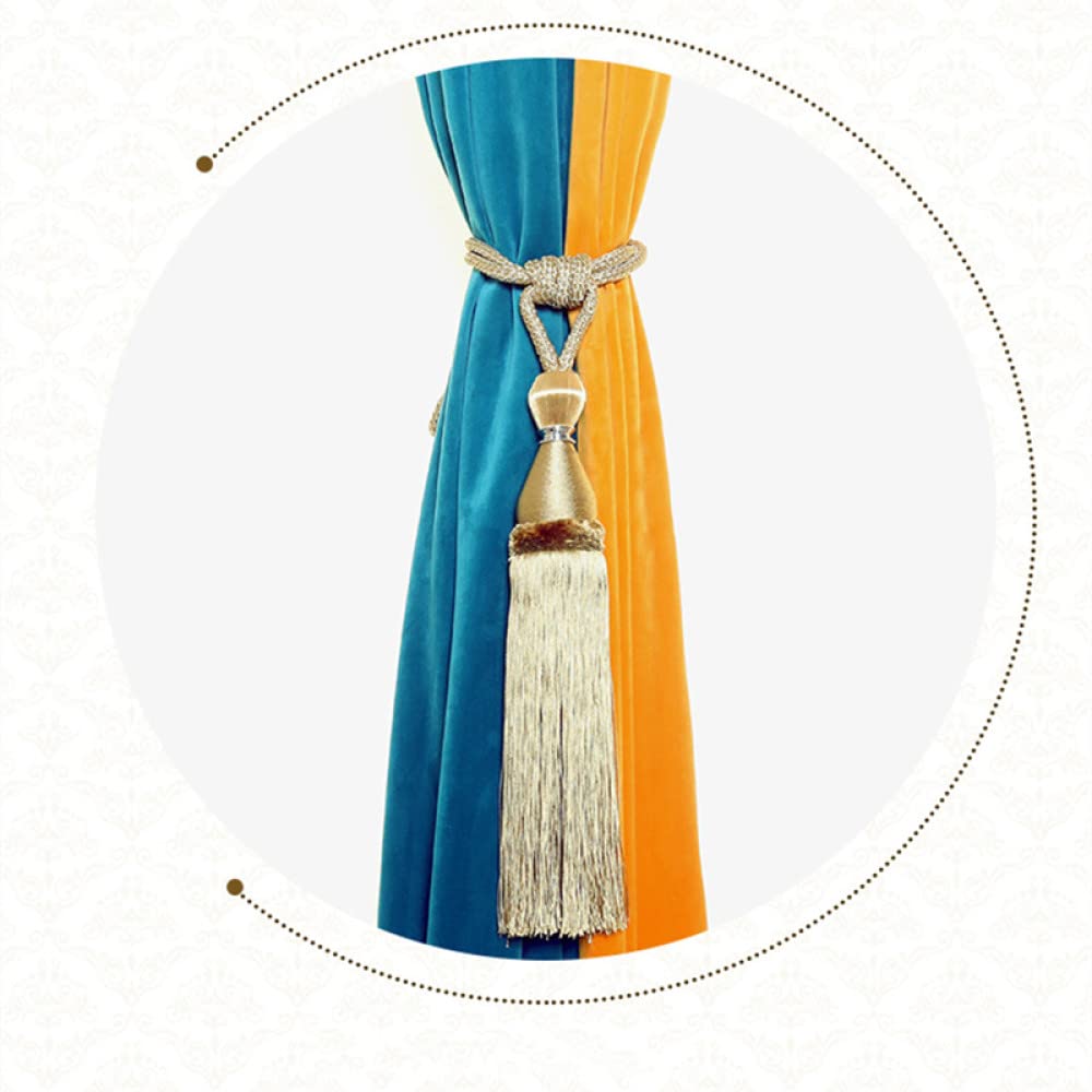 Vorhangseile Tiebacks, Vorhanghalter, China Wind Polyester Vorhanggurt Hängende Ohr Hängende Kugel Vorhang Bindeseil Zubehör, 2 PCS(Gold)