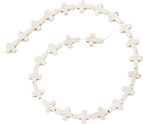 Miniatura 7 de Jucoan 240 cuentas espaciadoras de cruz de turquesa blanca, mini cuentas de piedras preciosas religiosas, suministros para joyería, collares,