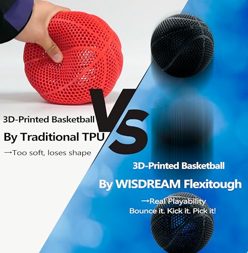 Image of FlexiTough Flexible Filament Specifically for Printing Real-Game Bouncy Airless Basketball,1.75mm,1KG (2.2lbs), Black