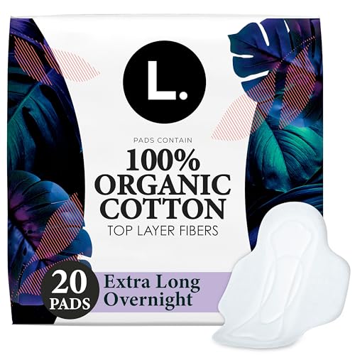 Image of Ultra Thin Pads for Women, Organic Cotton Top Layer, Extra Long Overnight Absorbency, Menstrual Pads with Wings, Made Without Synthetic Pesticides and Fragrances, 20 Count