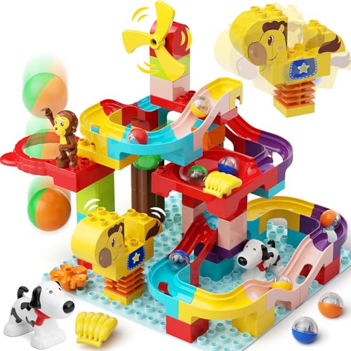 Marble Run Building Blocks for Kids - STEM Ball Track Game Set, Educational Learning Toys for 3-8 Years Old Toddlers, Boys & Girls