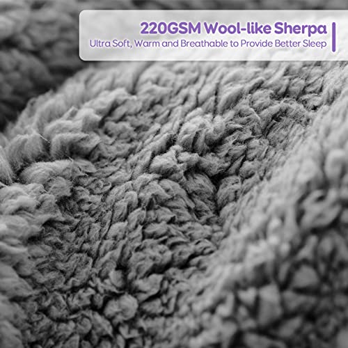 Image of Cottonblue Weighted Blanket 20 lbs Queen Size, Luxury Sherpa Faux Fur Reversible Snugly Long Fur Warm Heavy Blankets 60x80 inches, Plush Sherpa Microfiber Blanket for Couch Sofa Bed, Morandi Grey