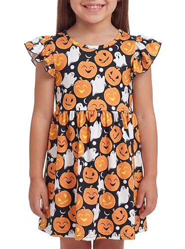 Image of Unique Baby Girls' Short Sleeve Everyday Printed Dresses for Kid and Toddler, Sizes 2T-12Y