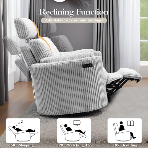 Sillón eléctrico reclinable giratorio gris oscuro miniatura 4