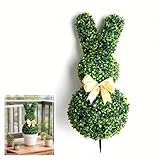 Artificial Easter Bunny Topiary Trees with Ground Spike,22inch UV-Resistant Easter Home Decor for Porch, Outdoor & Indoor Spring Rabbit Artificial Topiary Tree (1pc)