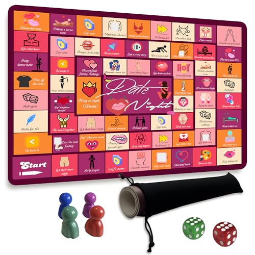 UJoylify Couples Games for Adults, Date Night Board Games for Boyfriend Girlfriend Relationship Conversation, Adultopoly Board Game Dirty Activities Gifts for Bridal Shower, Wedding