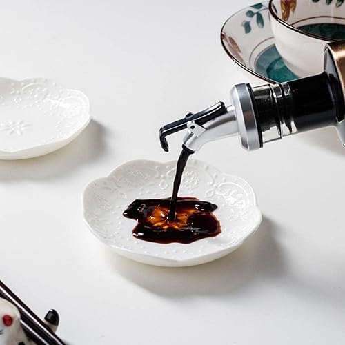 Miniatura 2 de Sizikato Plato de aperitivo en forma de flor de porcelana blanca, plato de salsa de cerámica en relieve de encaje de 3.6 pulgadas